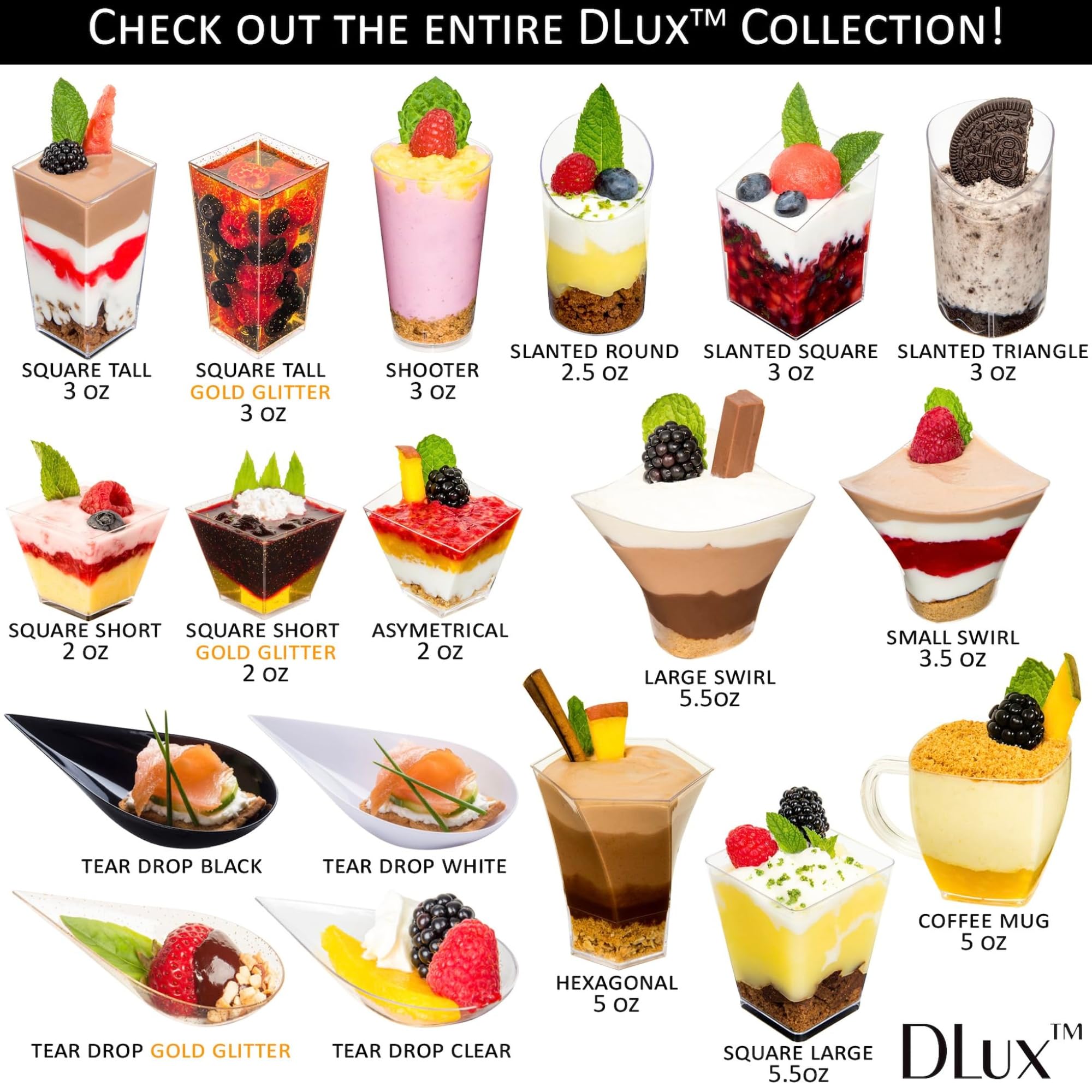 DLux coupelle remplie d'un dessert superposé montrant la mise en valeur des couches