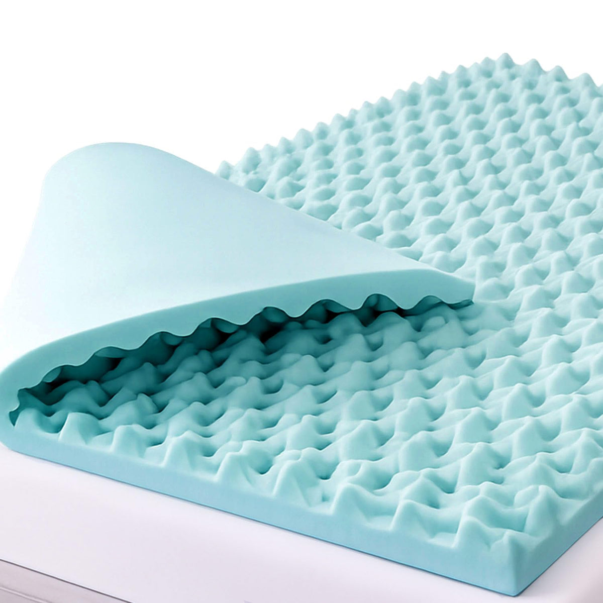 DMI surmatelas emballé et dimensions visibles, facilite l'achat adapté