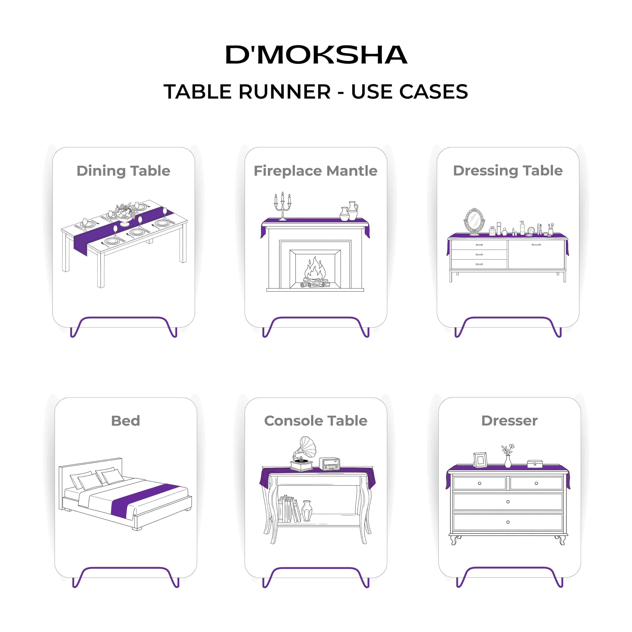 D'Moksha chemin de table rouge posé sur un buffet démontrant polyvalence déco