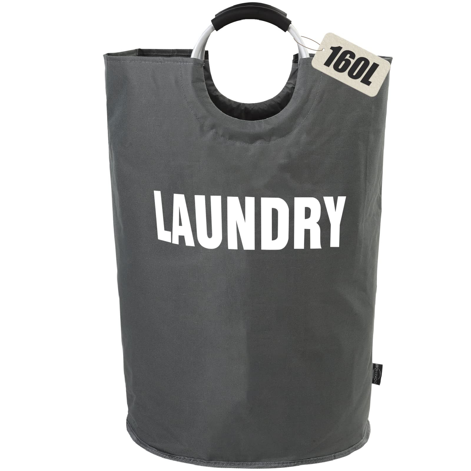 DOKEHOM panier à linge 160L face montrant grande capacité et style gris foncé