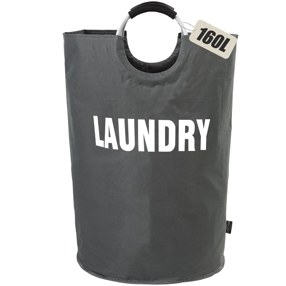 DOKEHOM panier à linge 160L face montrant grande capacité et style gris foncé