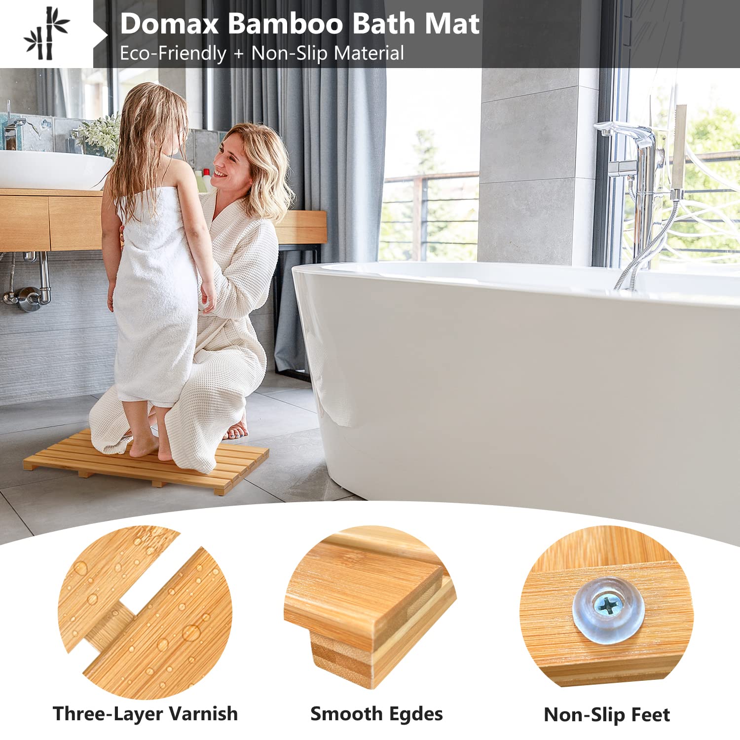 Domax tapis à côté d'une règle, échelle pour choisir la taille