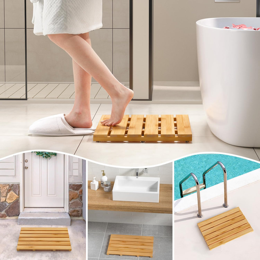 Domax tapis posé dans une douche moderne, finition qui sèche vite