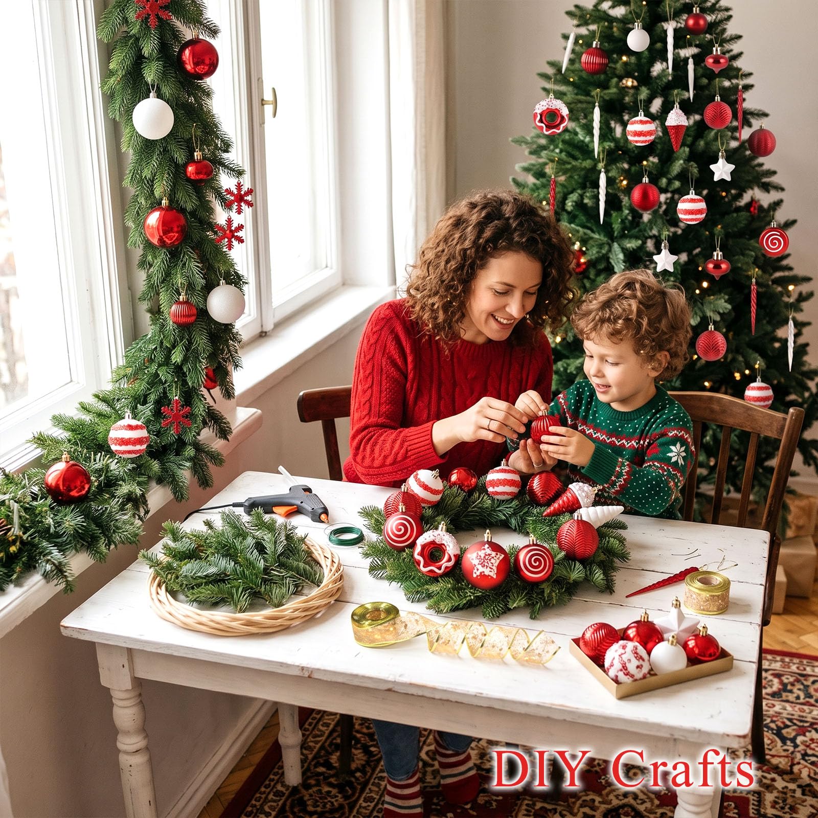 DOMESTAR décorant un sapin 3 ft pour un résultat équilibré et rapide