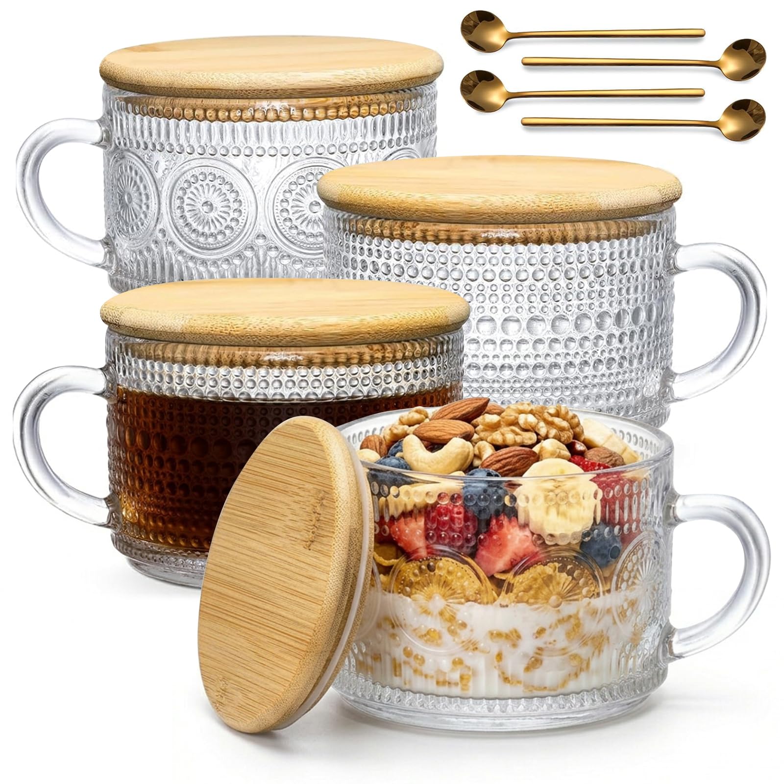 DOPUDO mug en verre face avant montrant design vintage et capacité utile