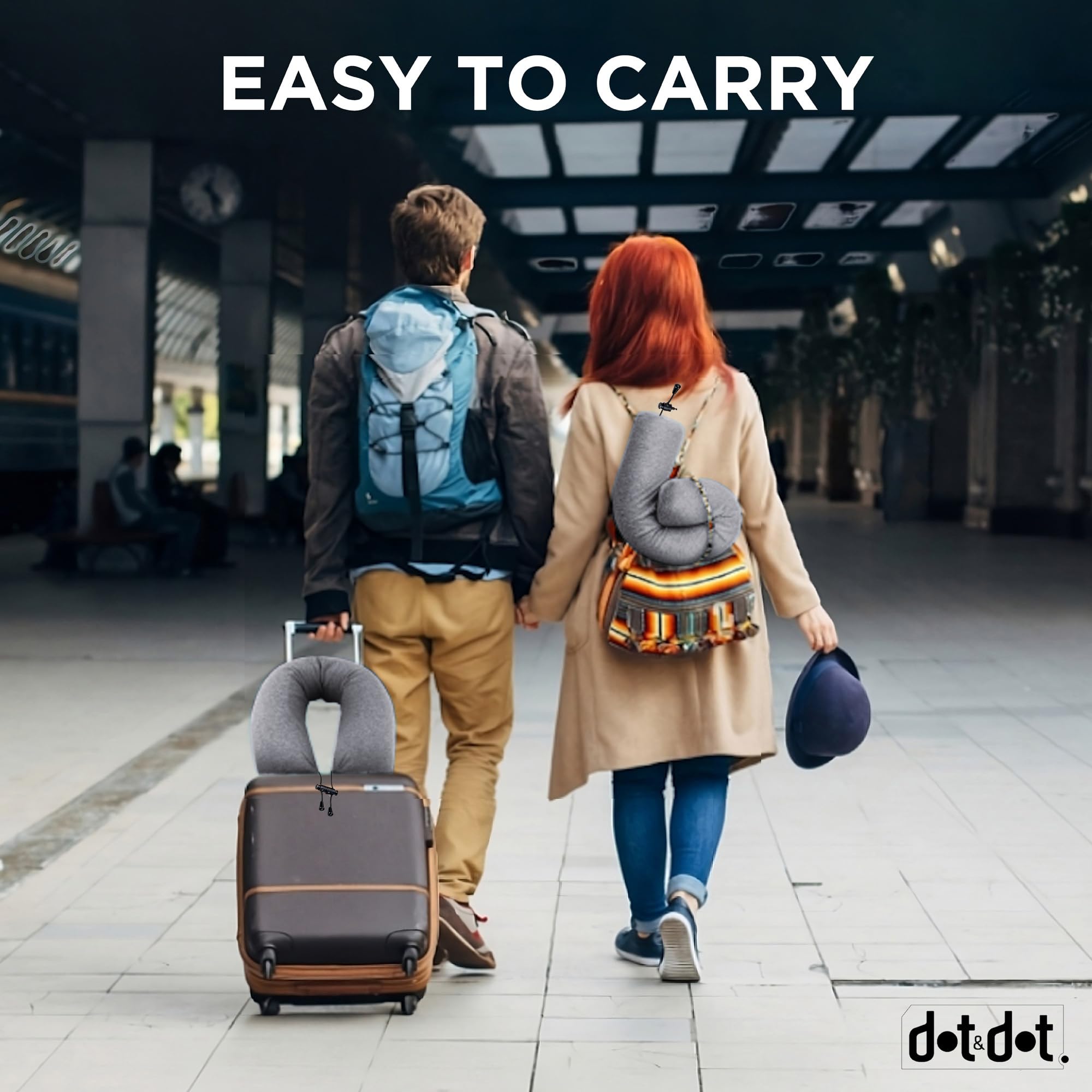 Dot&Dot coussin attaché à une valise par pression pour un transport facile et compact