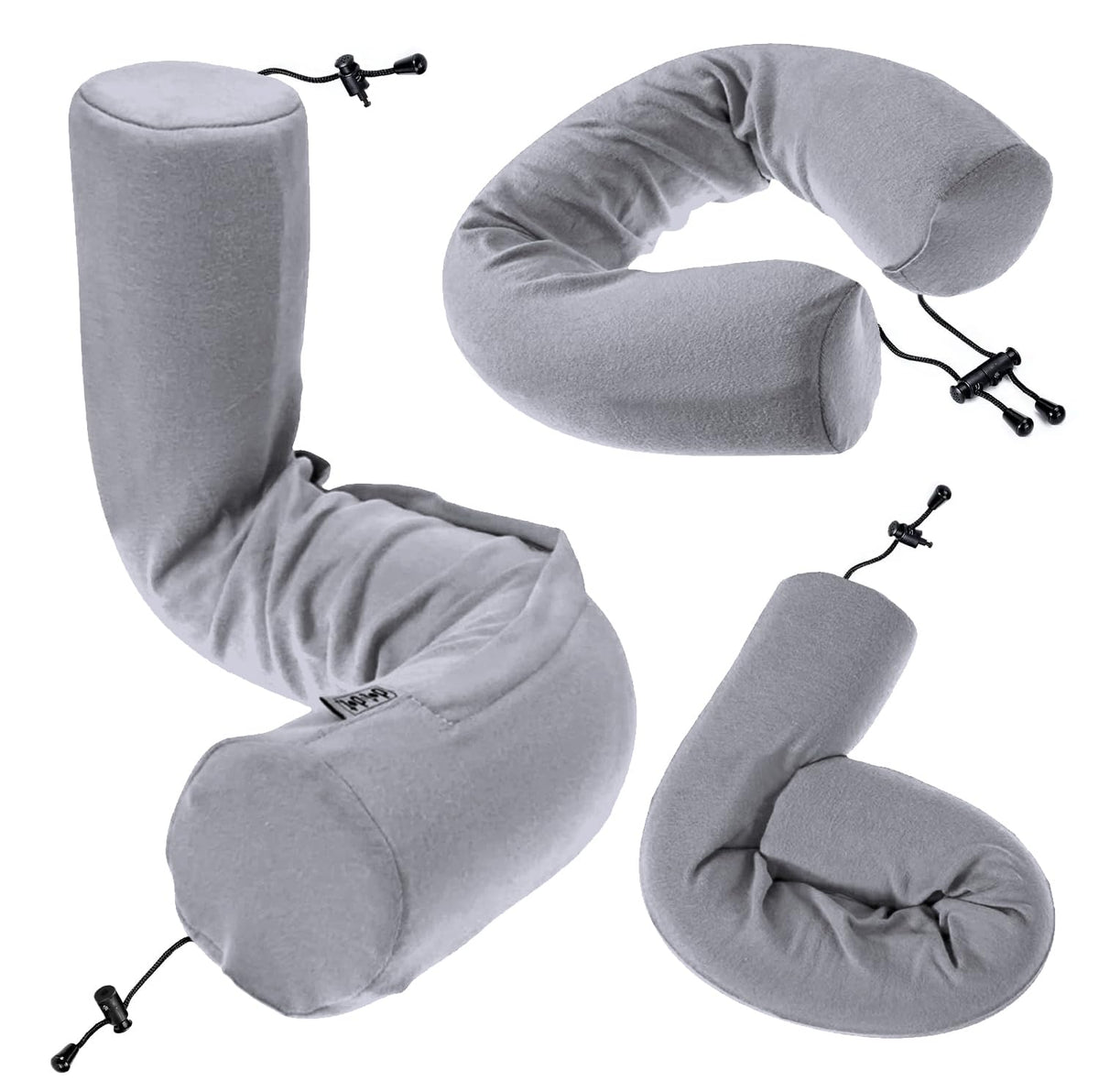 Dot&Dot vue avant du coussin de voyage gris montrant le design et la forme pratique