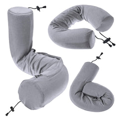 Dot&Dot vue avant du coussin de voyage gris montrant le design et la forme pratique