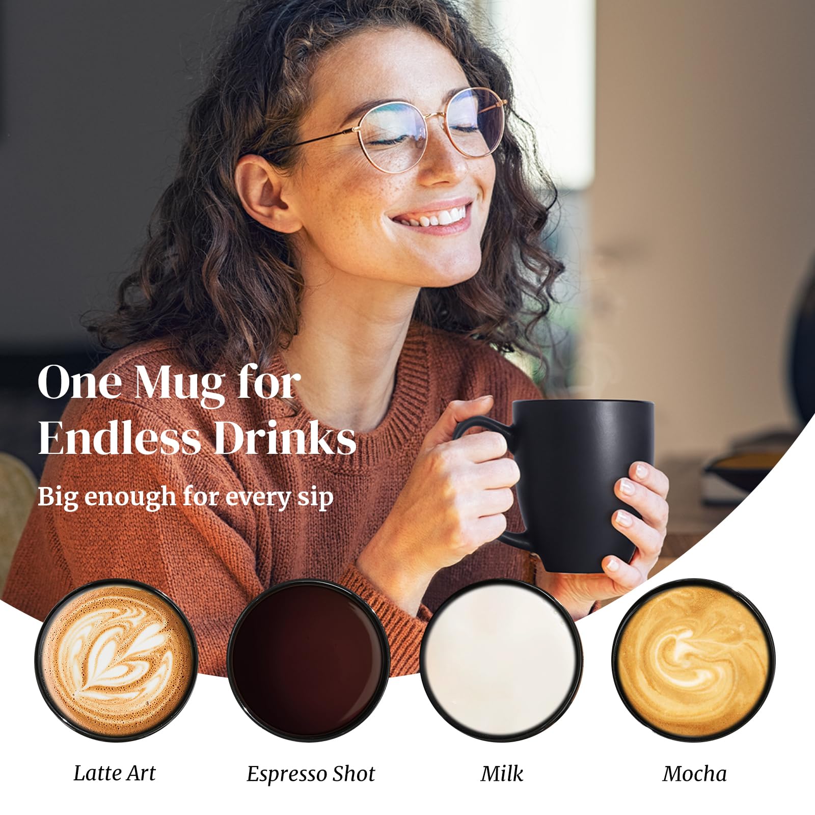 DOWAN mug comparaison taille, visualisation de la contenance 16 oz