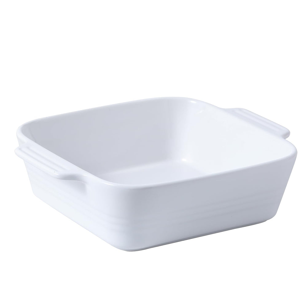 DOWAN plat carré blanc brillant vue de face, design élégant pour servir