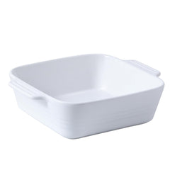 DOWAN plat carré blanc brillant vue de face, design élégant pour servir
