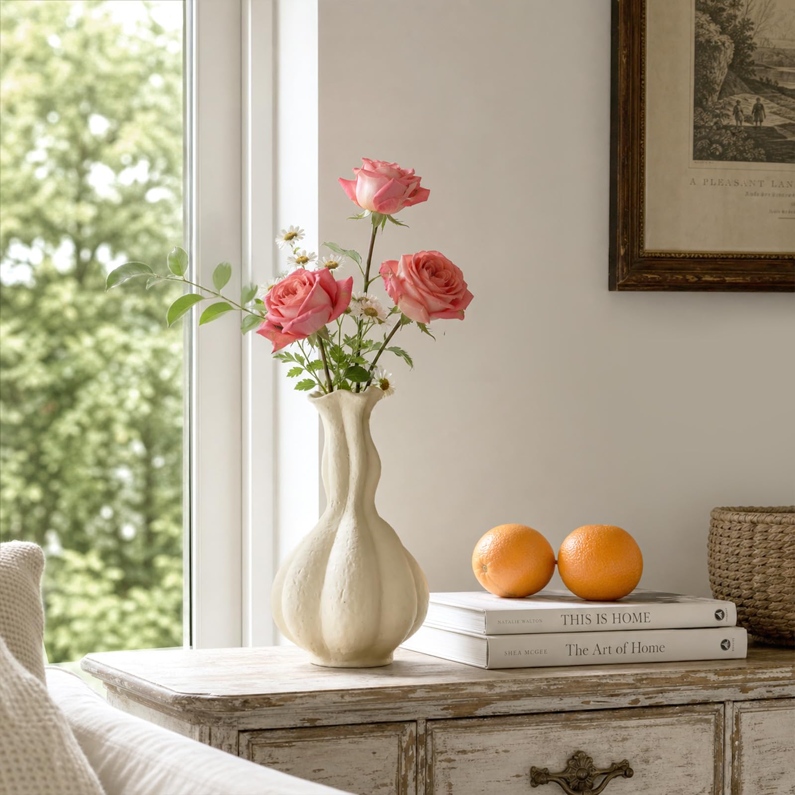 DOWAN vase en scène de vie sur console créant centre d'intérêt décoratif