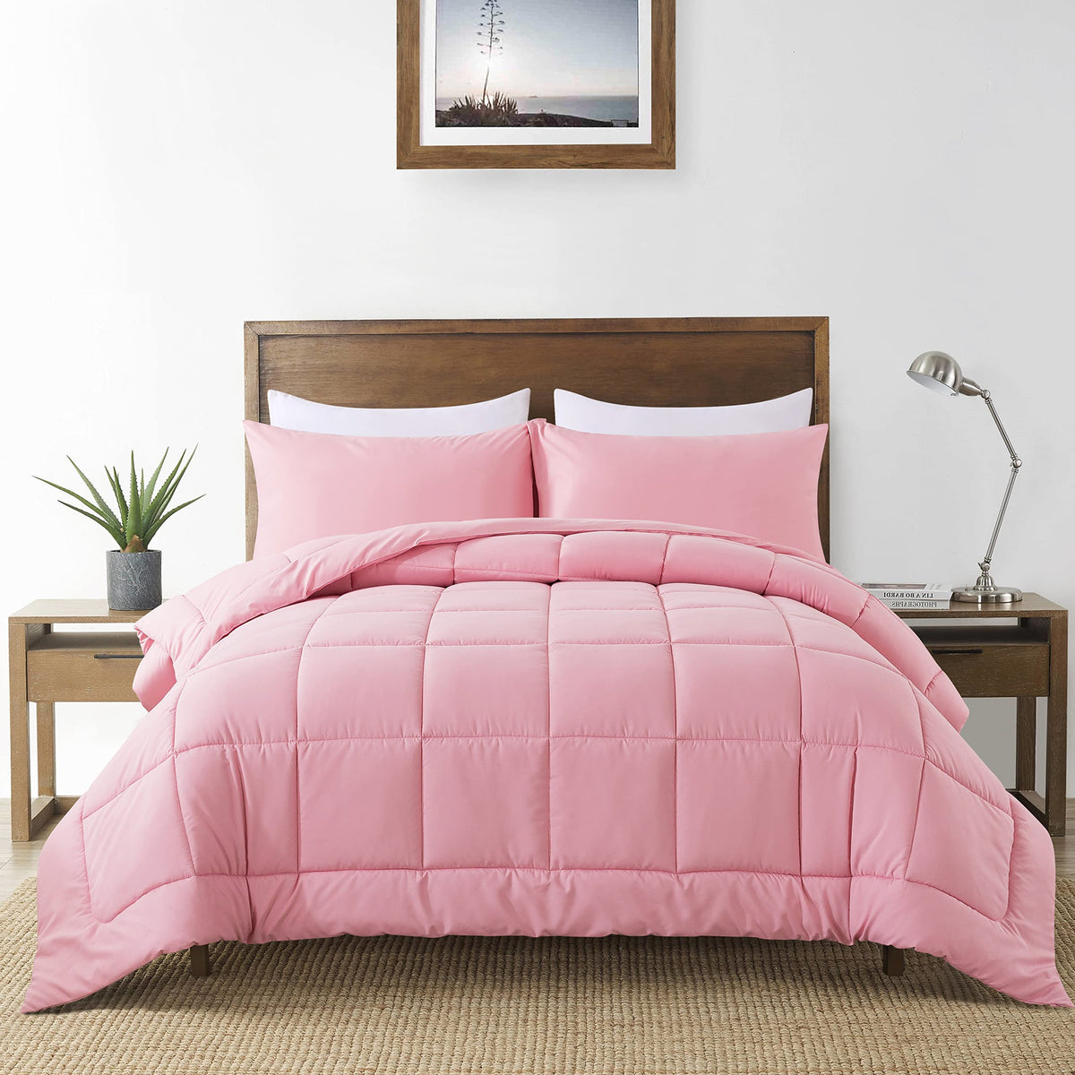 DOWNCOOL couette face ensemble rose montrant le design et le confort