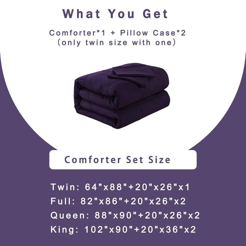 DOWNCOOL couette installée sur lit king violet démontrant style et couverture complète