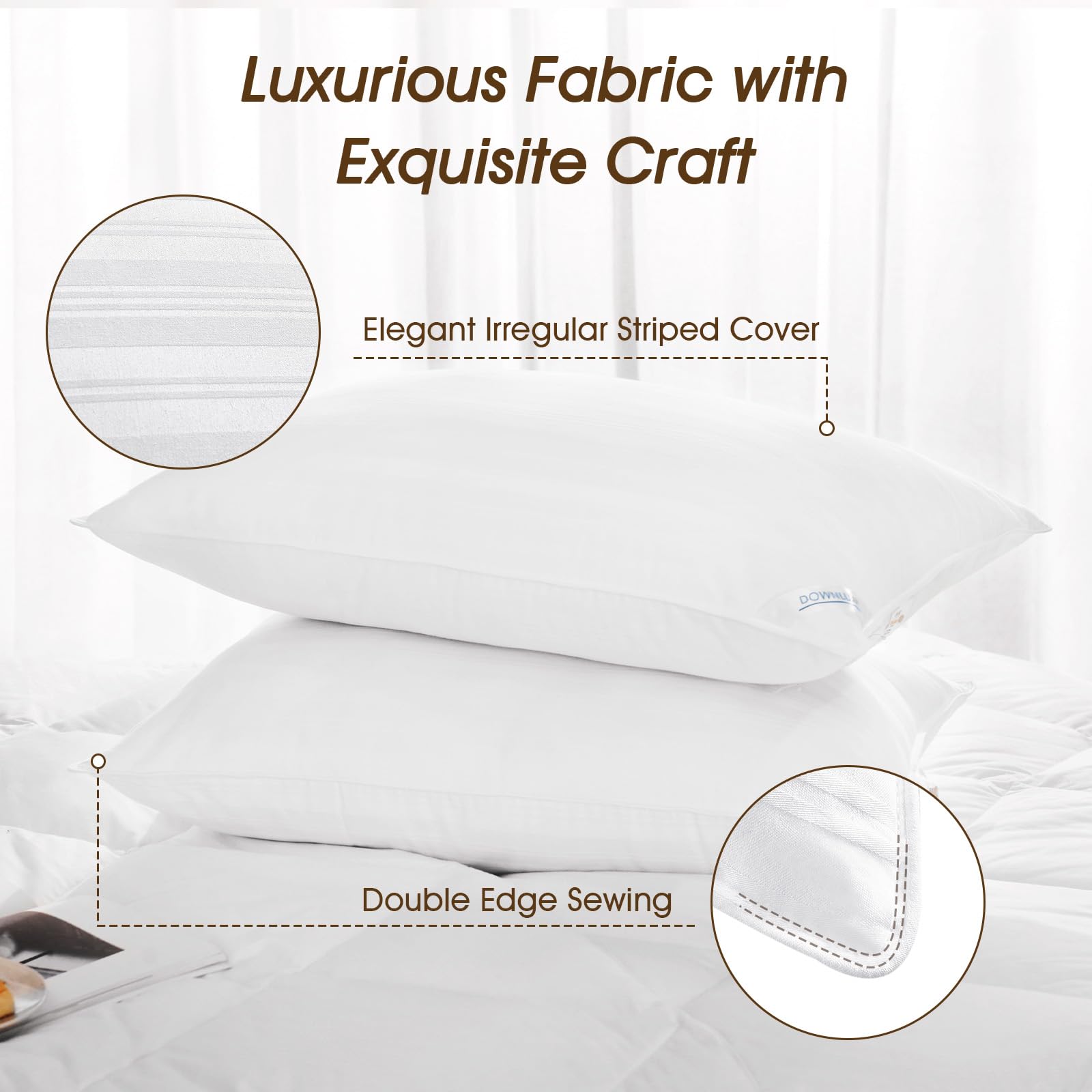 downluxe comparaison taille queen montrant dimensions 20x28 pouces pratiques