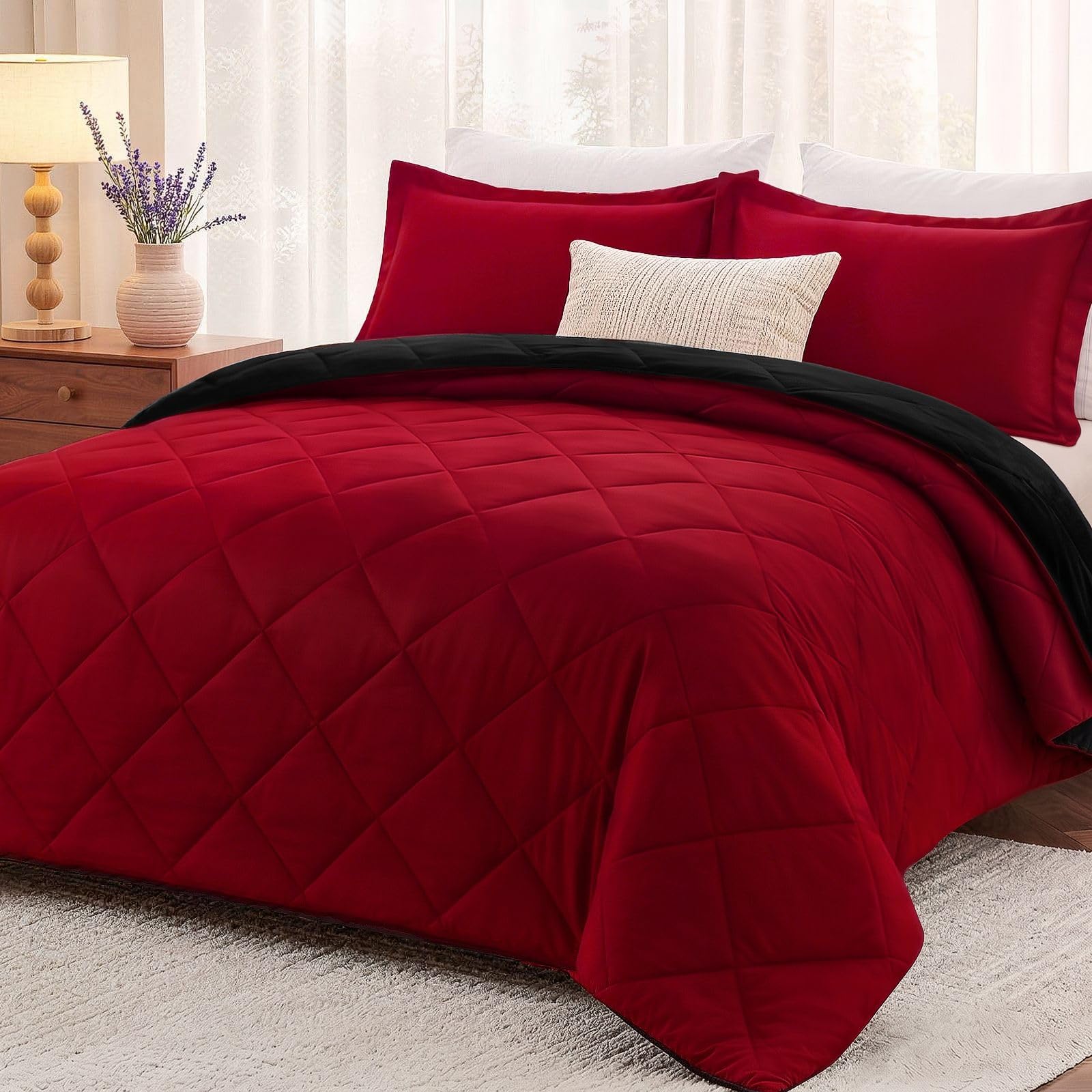 downluxe couette face avant noir/rouge montrant style et confort