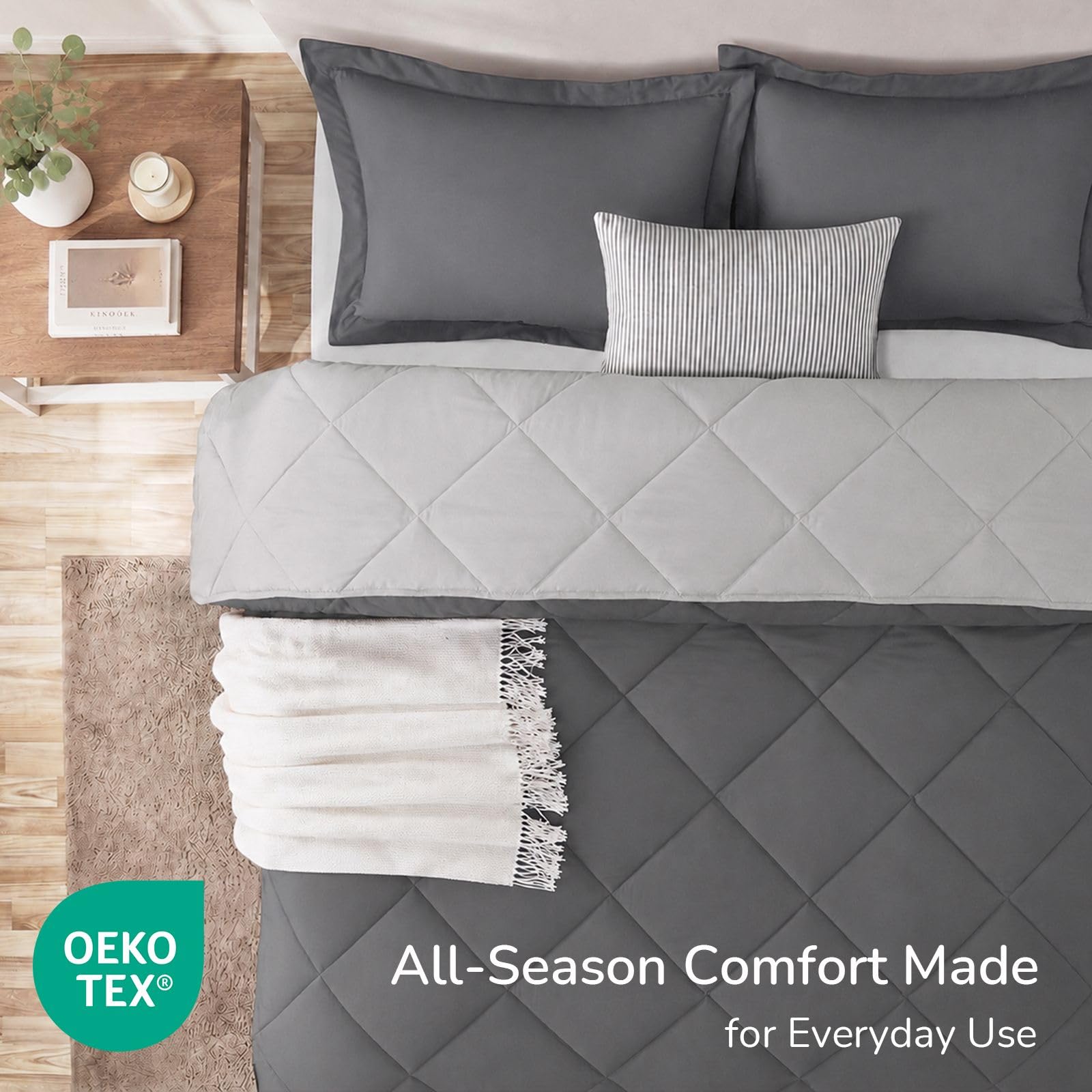downluxe couette réversible montrant deux coloris pour polyvalence