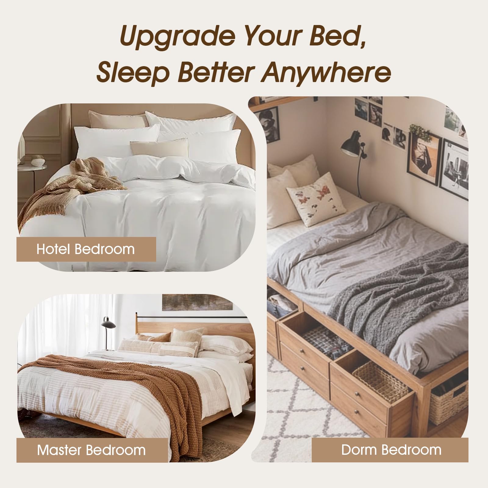 downluxe oreillers présentés en chambre style hôtel pour look élégant