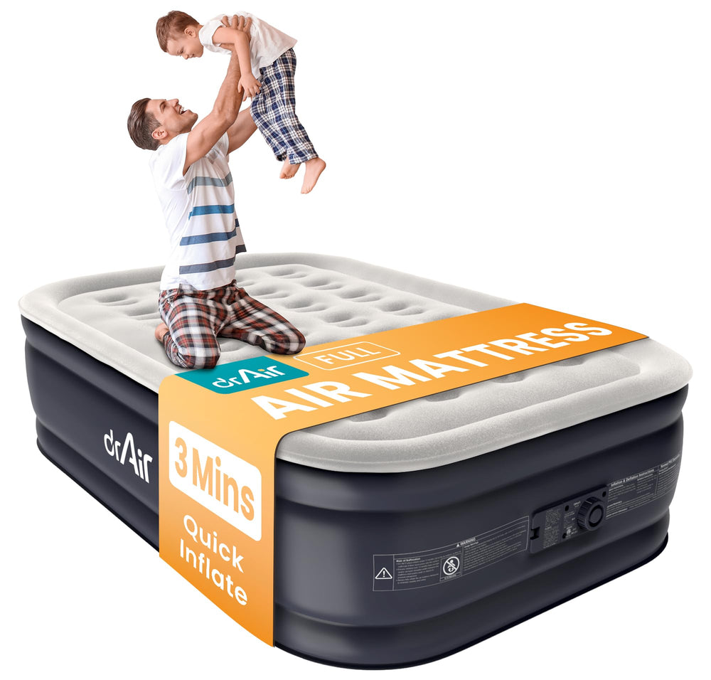 Dr. Air matelas face avant montrant surface floquée et confort rapide