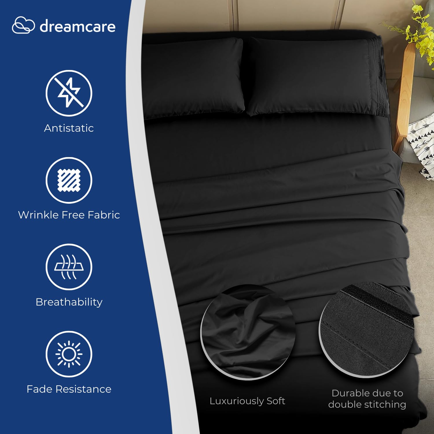 DREAMCARE gros plan du tissu microfibre brossée pour douceur accrue
