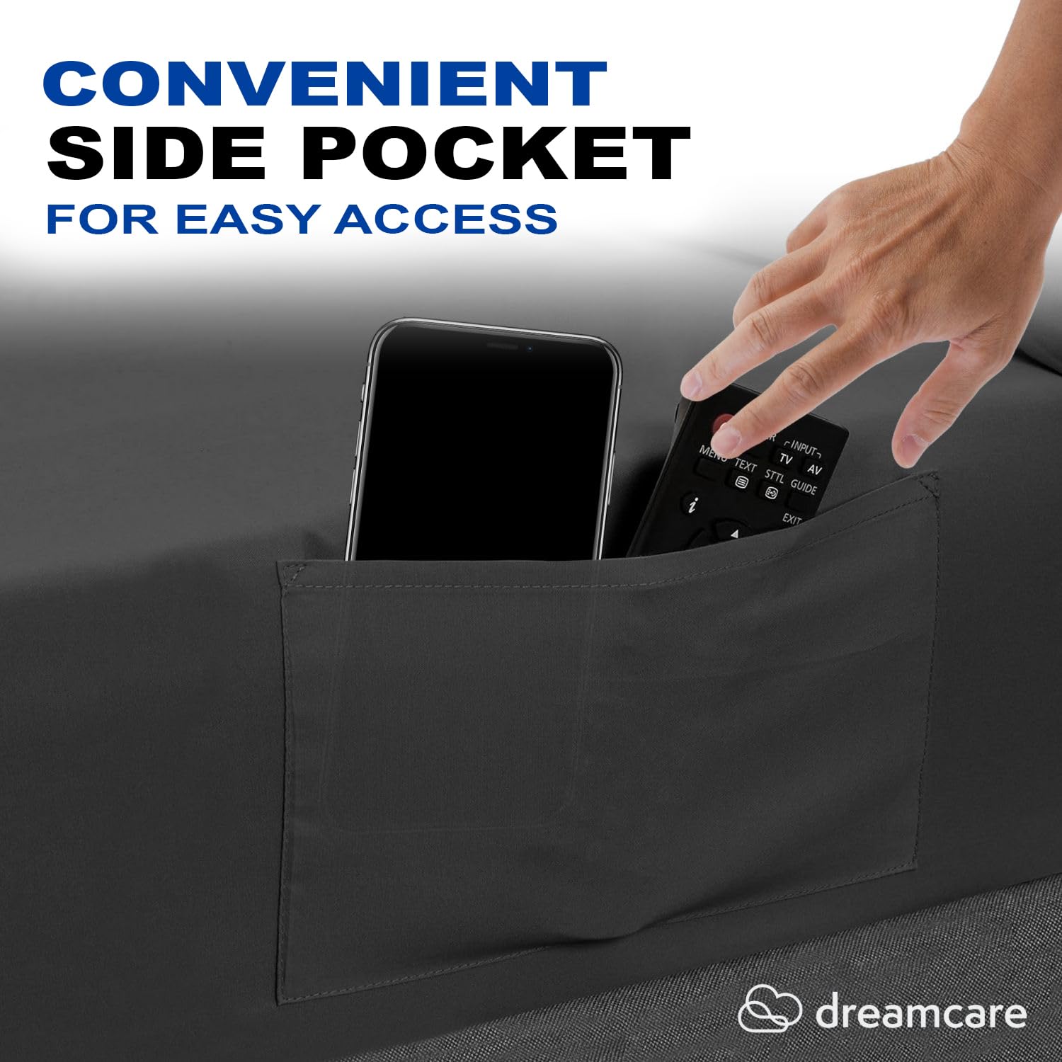 DREAMCARE poche latérale du drap pour rangement pratique près du lit