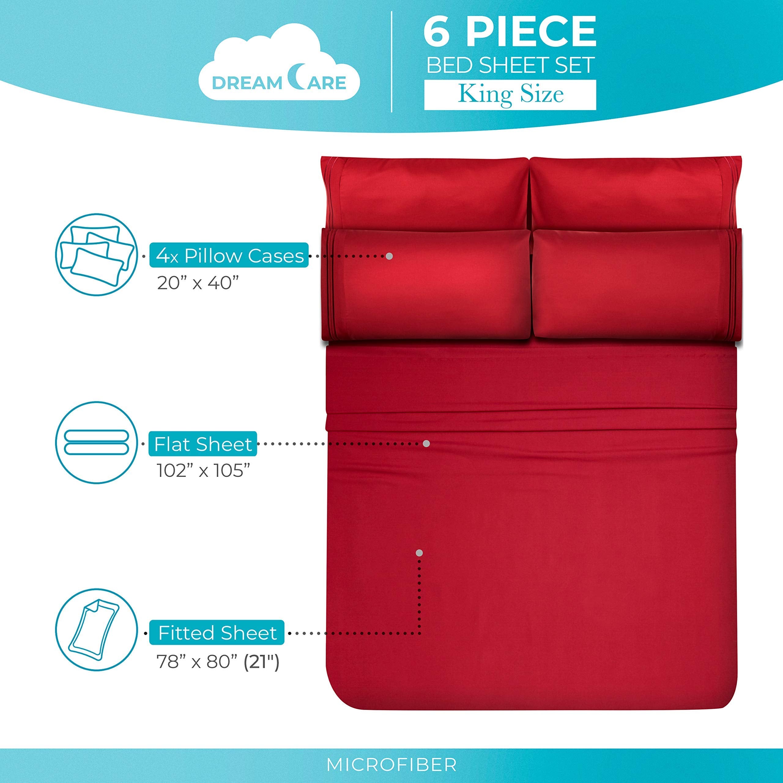 DREAMCARE ensemble 6 pièces présenté sur un lit King Size confortable
