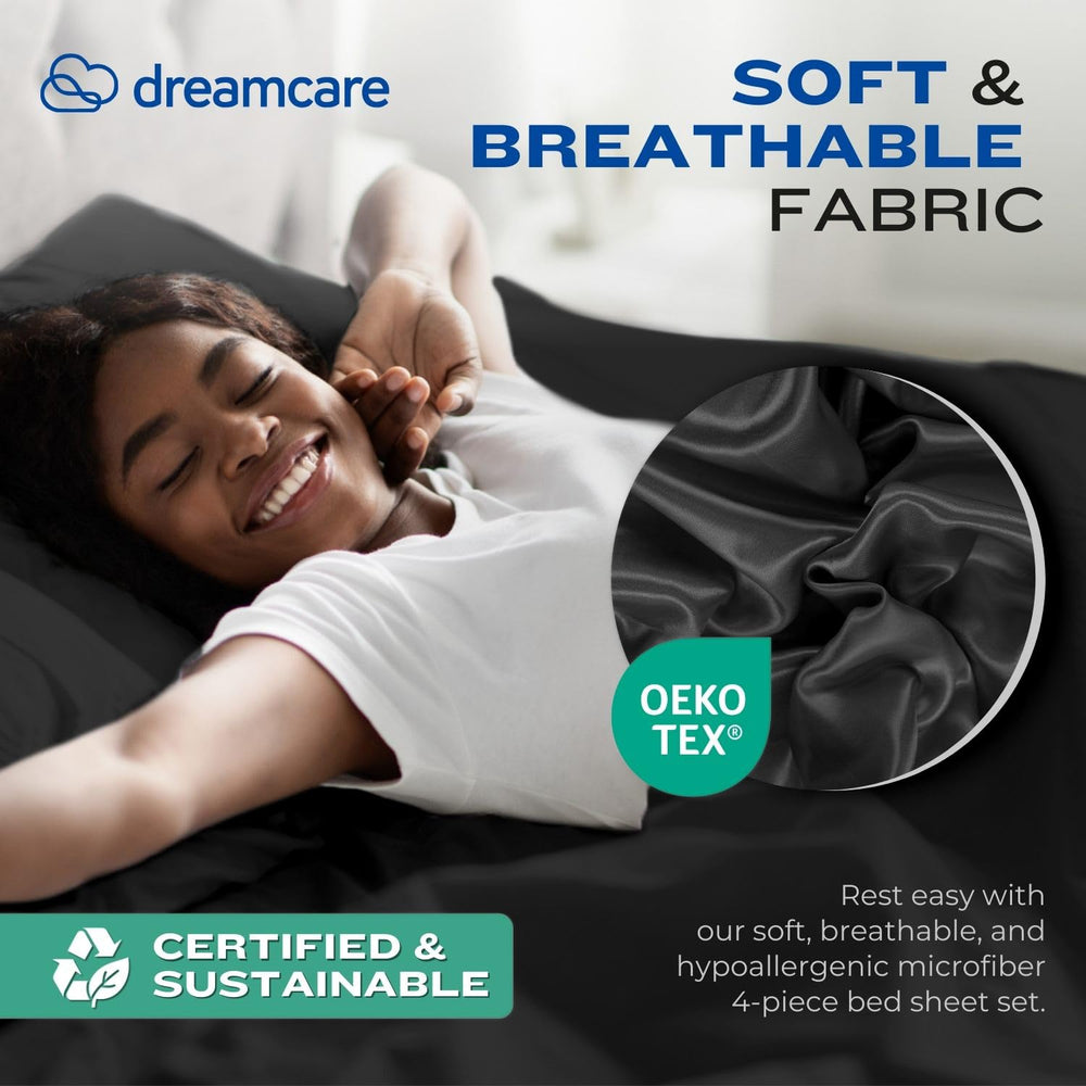 DREAMCARE ensemble de taies d'oreiller noir finition élégante