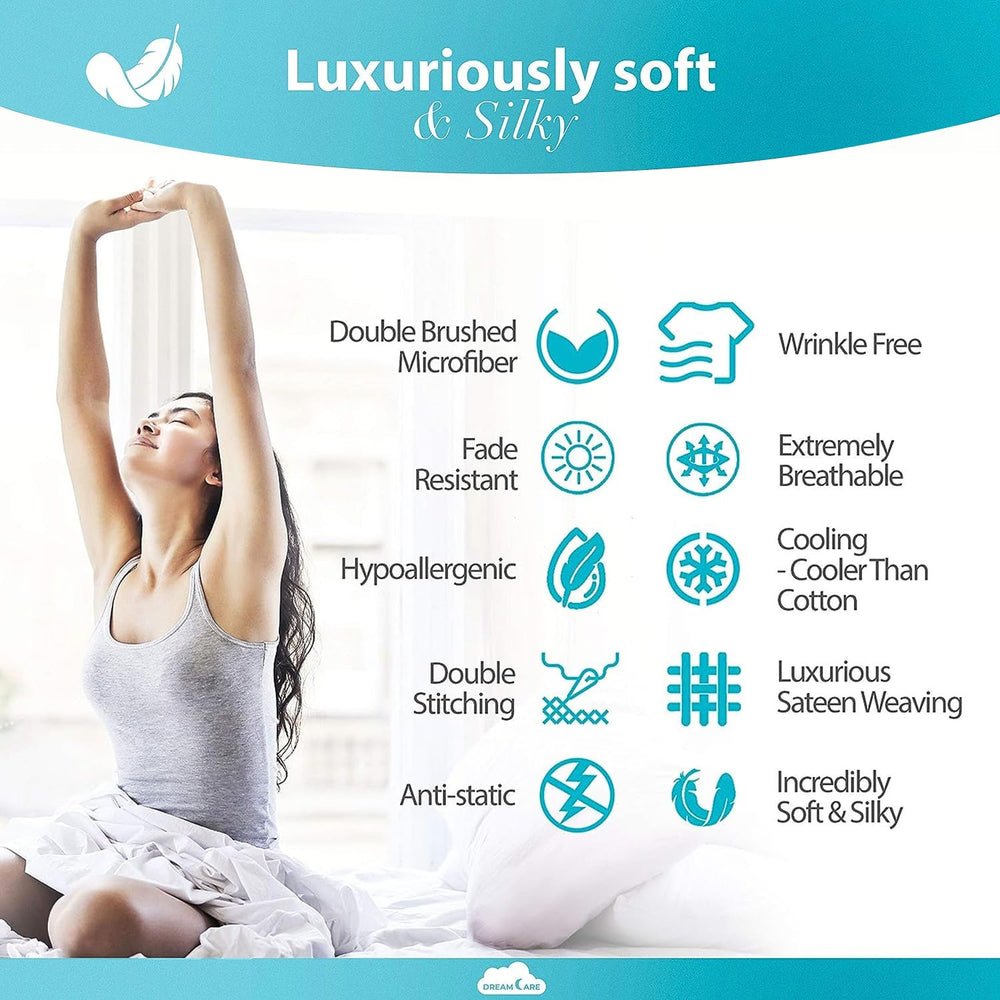 DREAMCARE quatre taies d'oreiller alignées qualité de couture et finition durable