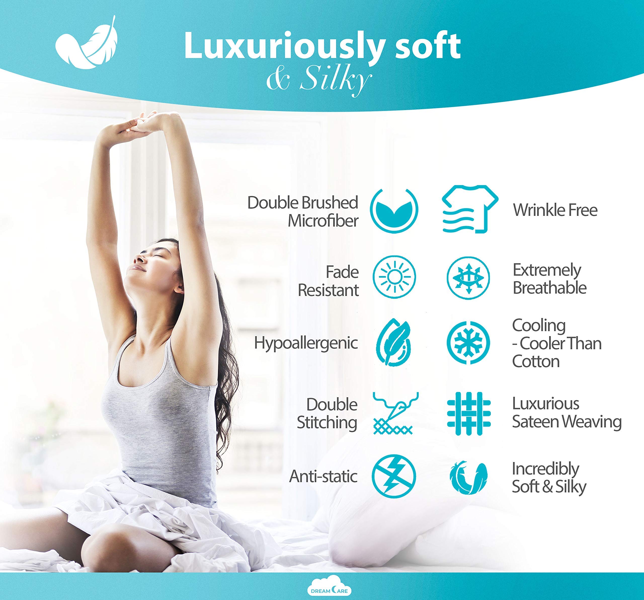 DREAMCARE gros plan du tissu microfibre brossée, douceur et texture lisse