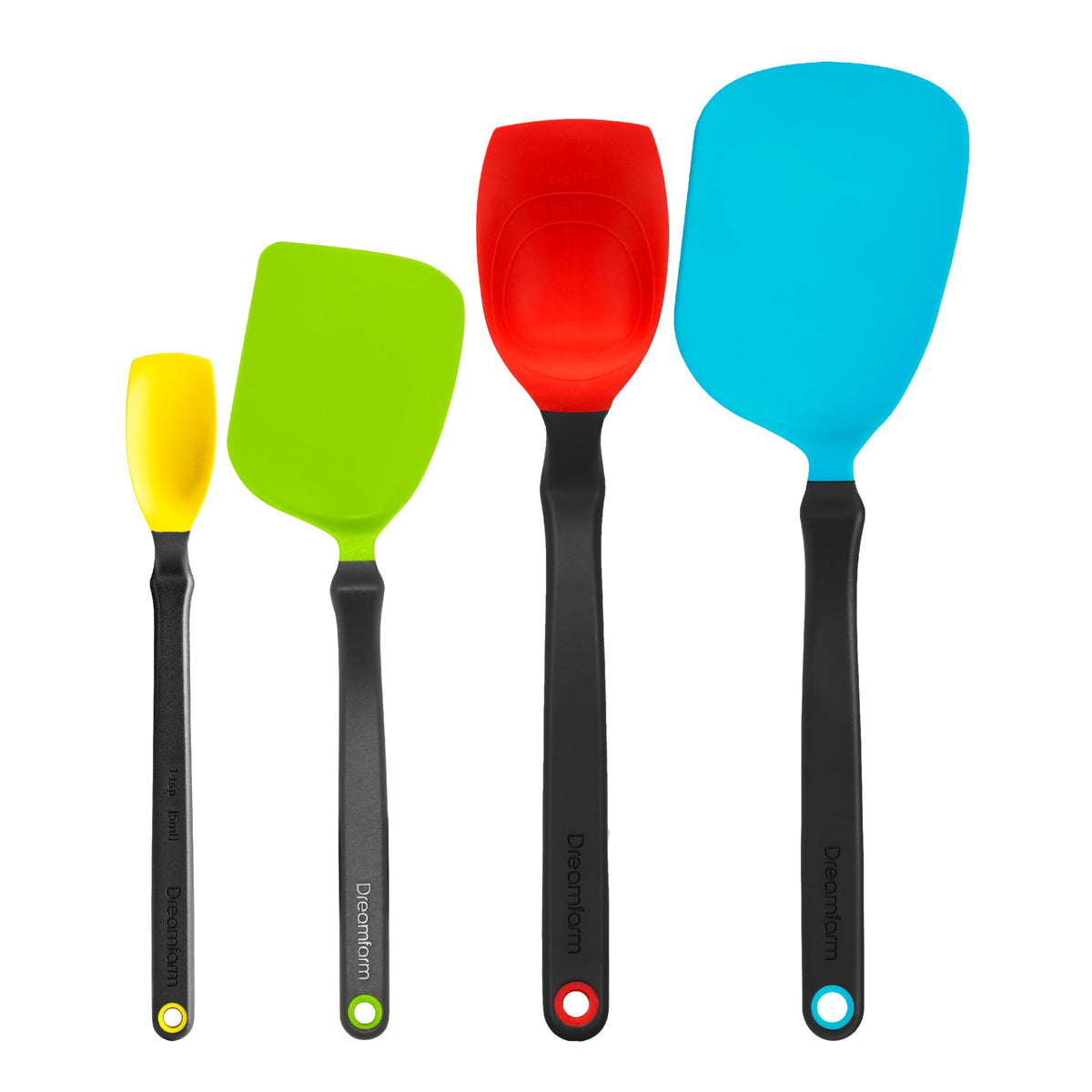Dreamfarm devant packaging ensemble 4 pièces montrant rangement compact et praticité