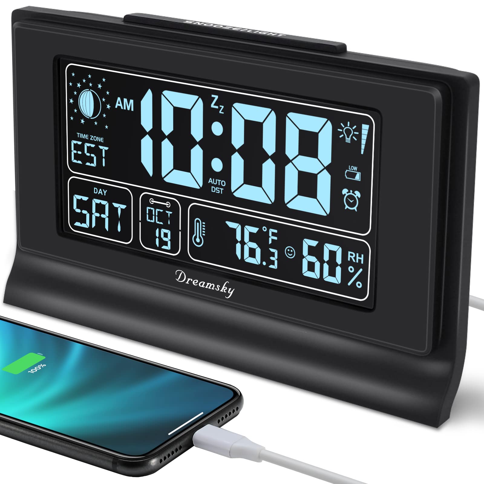 DreamSky vue avant écran large lisible et heure précise