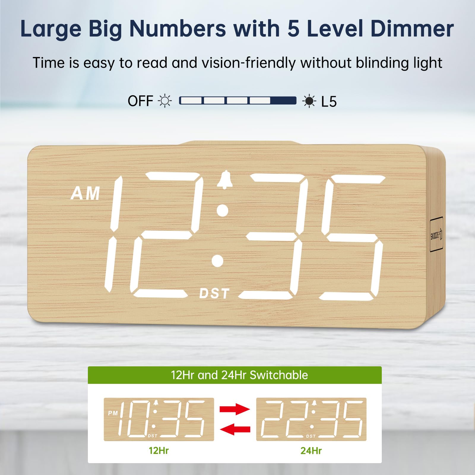 DreamSky adaptateur 5V/2.1A branché montrant alimentation stable du réveil