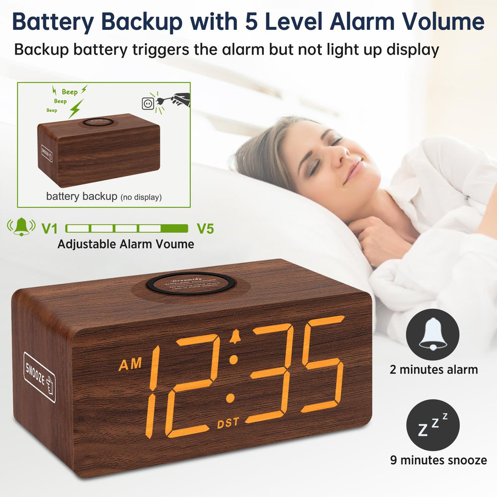 DreamSky réveil sur table de chevet la nuit, luminosité réglable pour sommeil non perturbé