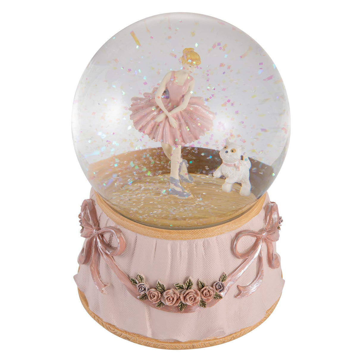 Dreamwizor globe face avant montrant ballerine et chiot, charme décoratif immédiat