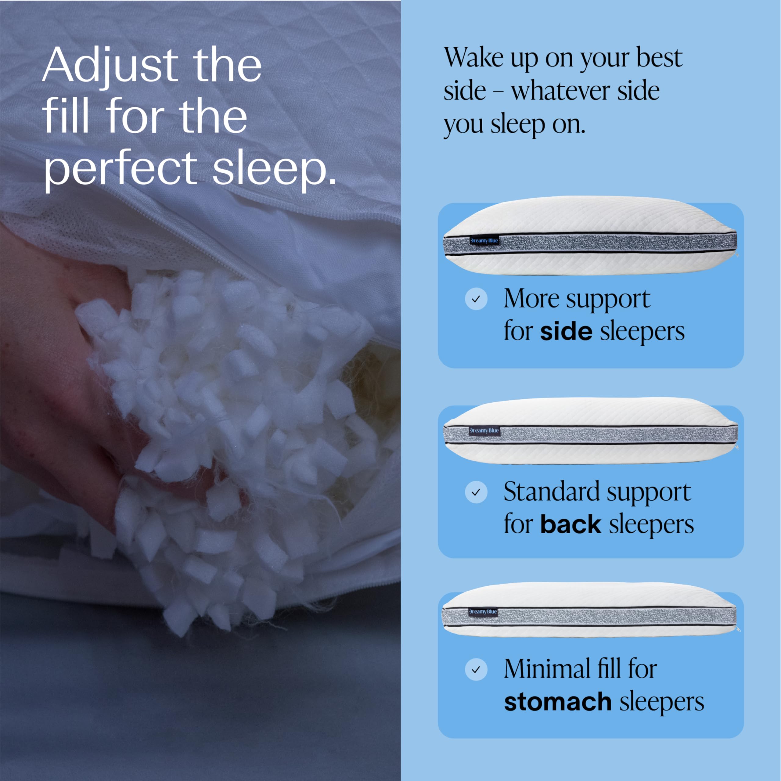 DreamyBlue oreiller en chambre style apaisant confort modulable