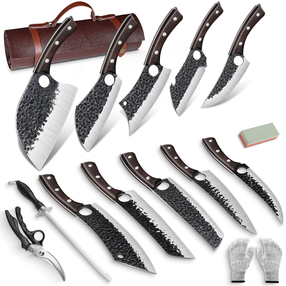 DRGSKL coffret face avant montrant les dix couteaux et accessoires pour polyvalence