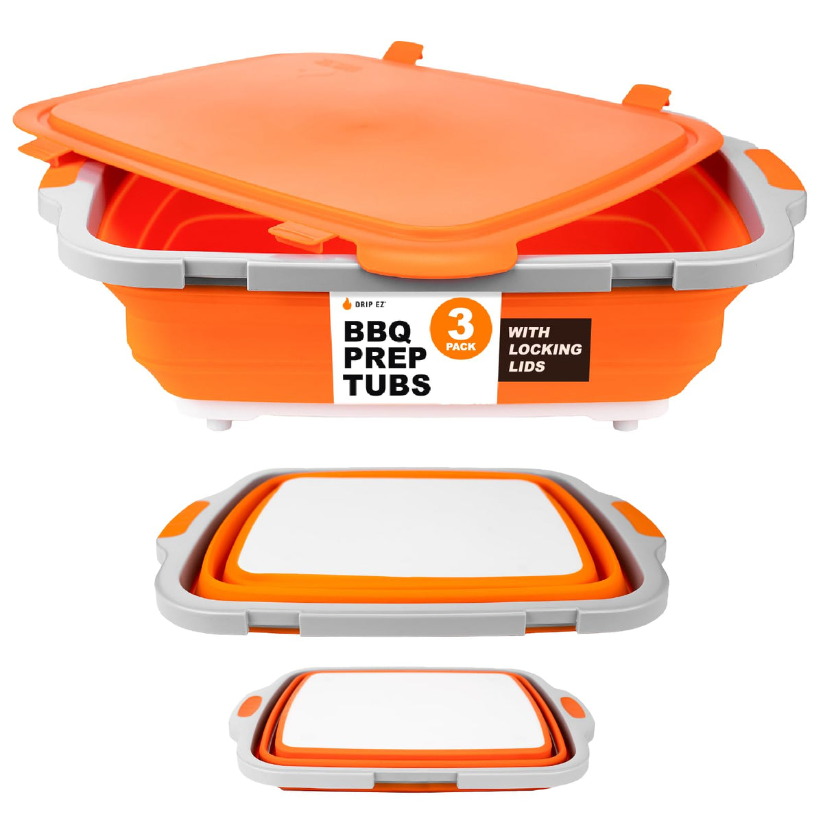 Drip EZ face avant des trois bacs orange montrant l’ensemble compact et fonctionnel
