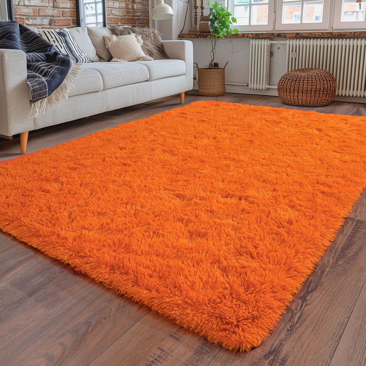 Dssimo tapis orange vue frontale réchauffe instantanément la pièce