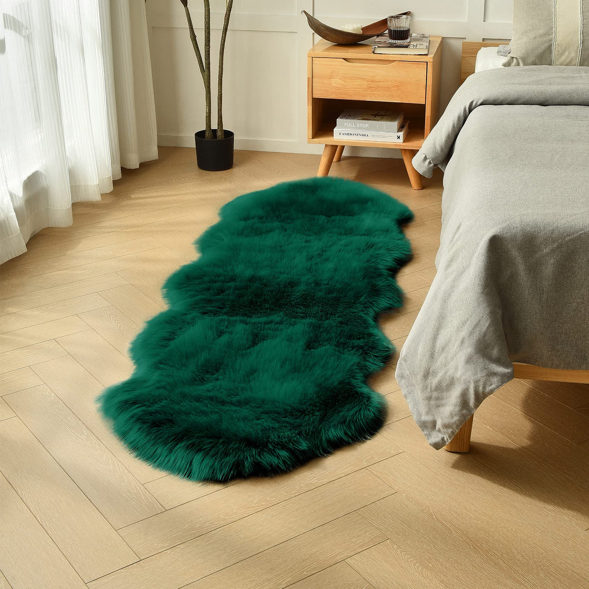 duduta vue frontale du tapis vert émeraude apportant confort décoratif