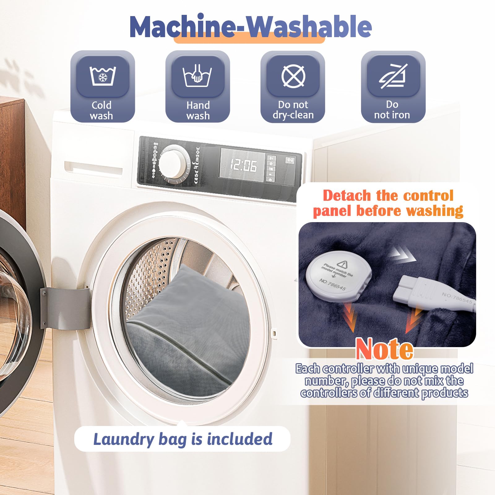Dueelala préparation lavage avec sac à linge protégeant la couverture chauffante