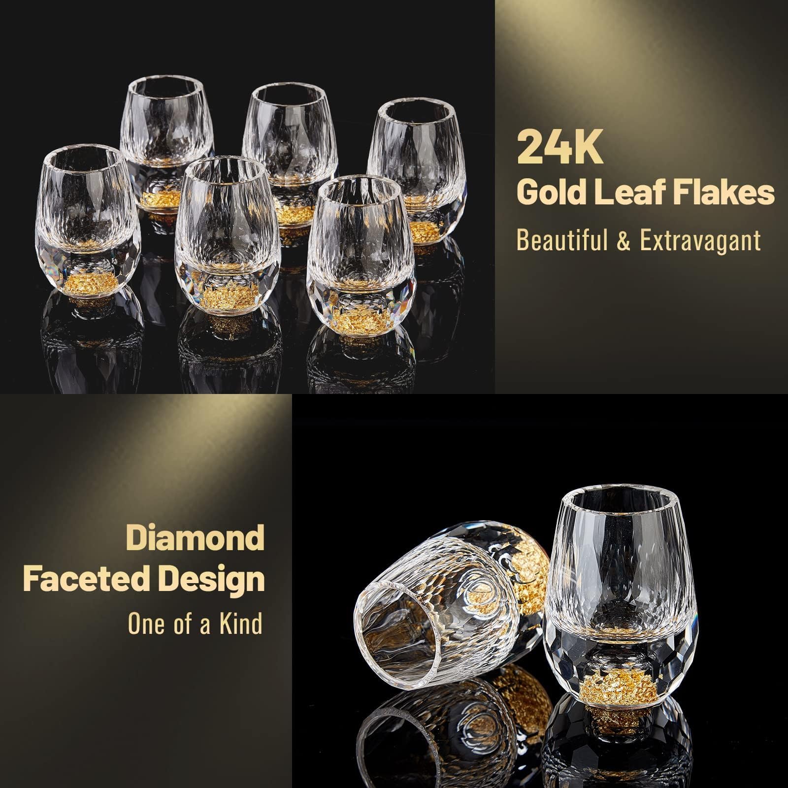 DUJUST détail des flocons d'or 24K, ornementation luxueuse et visuelle