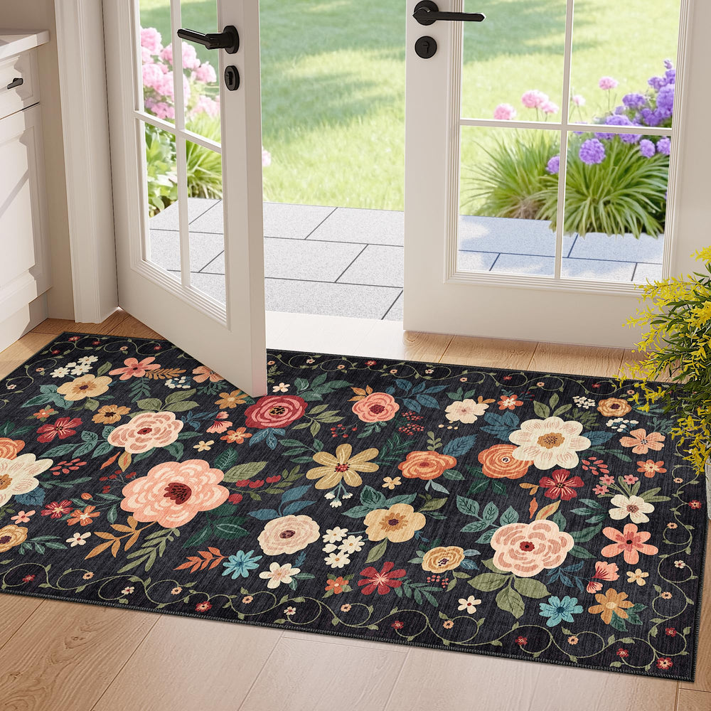 DUKINO vue avant du tapis couloir floral, esthétique et accueillant
