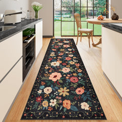 DUKINO tapis face avant noir floral apportant style et confort