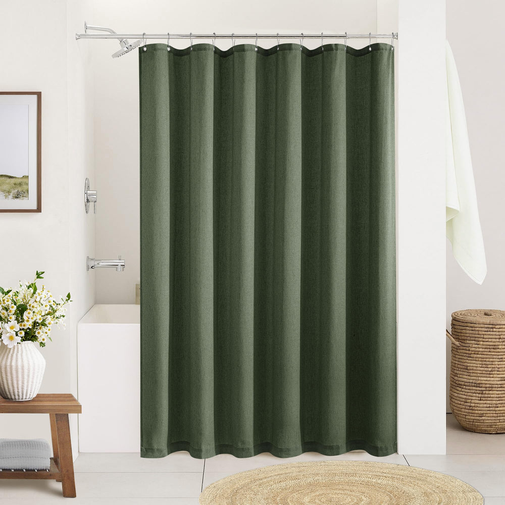 DUKIYO rideau de douche vert olive avant vue élégante et protectrice