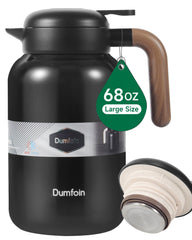 Dumfoin carafe mat noire face avant montrant design élégant et capacité 2 L