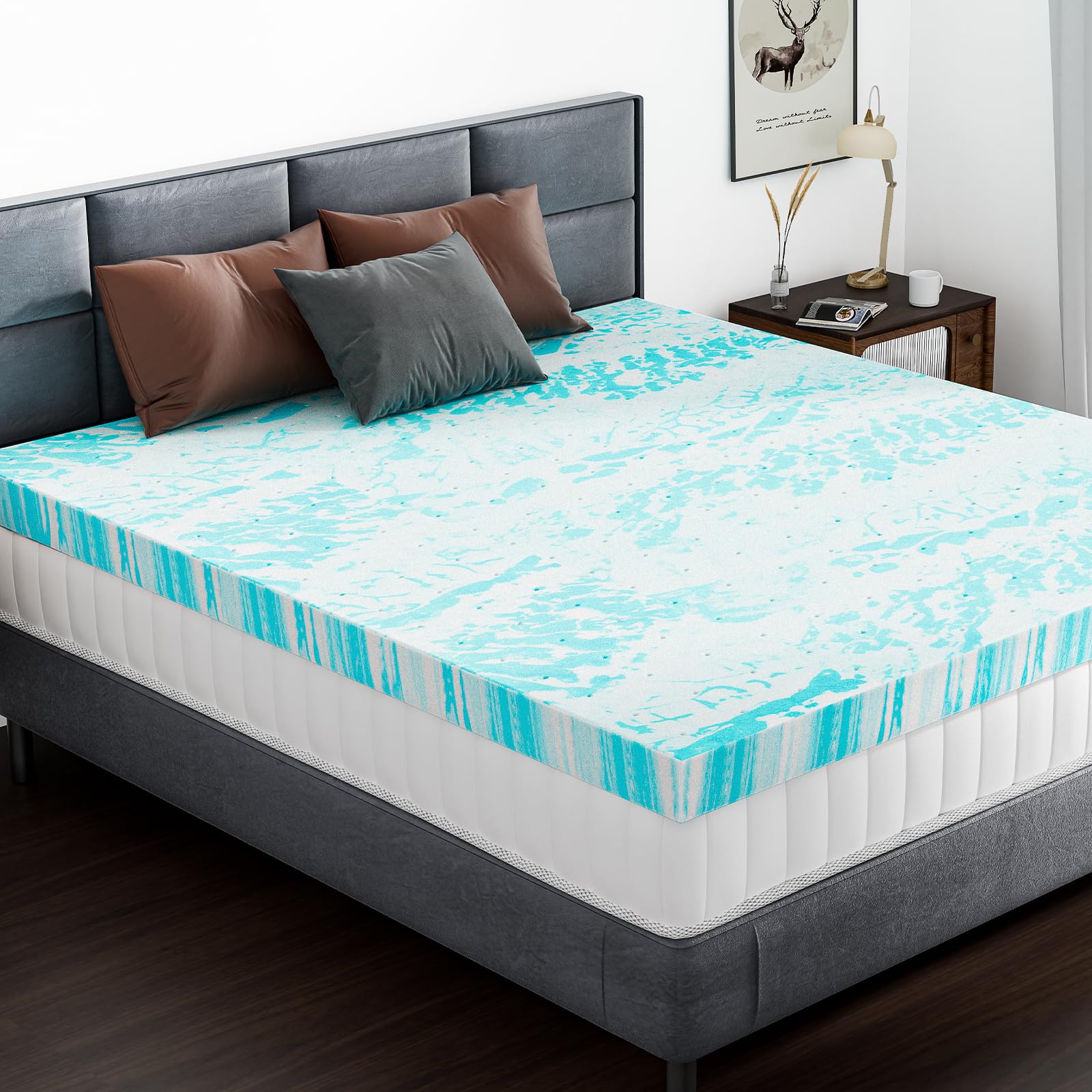 DUMOS surmatelas installé dans chambre moderne pour sommeil plus confortable