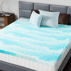DUMOS surmatelas face avant montrant emballage et ajustement rapide