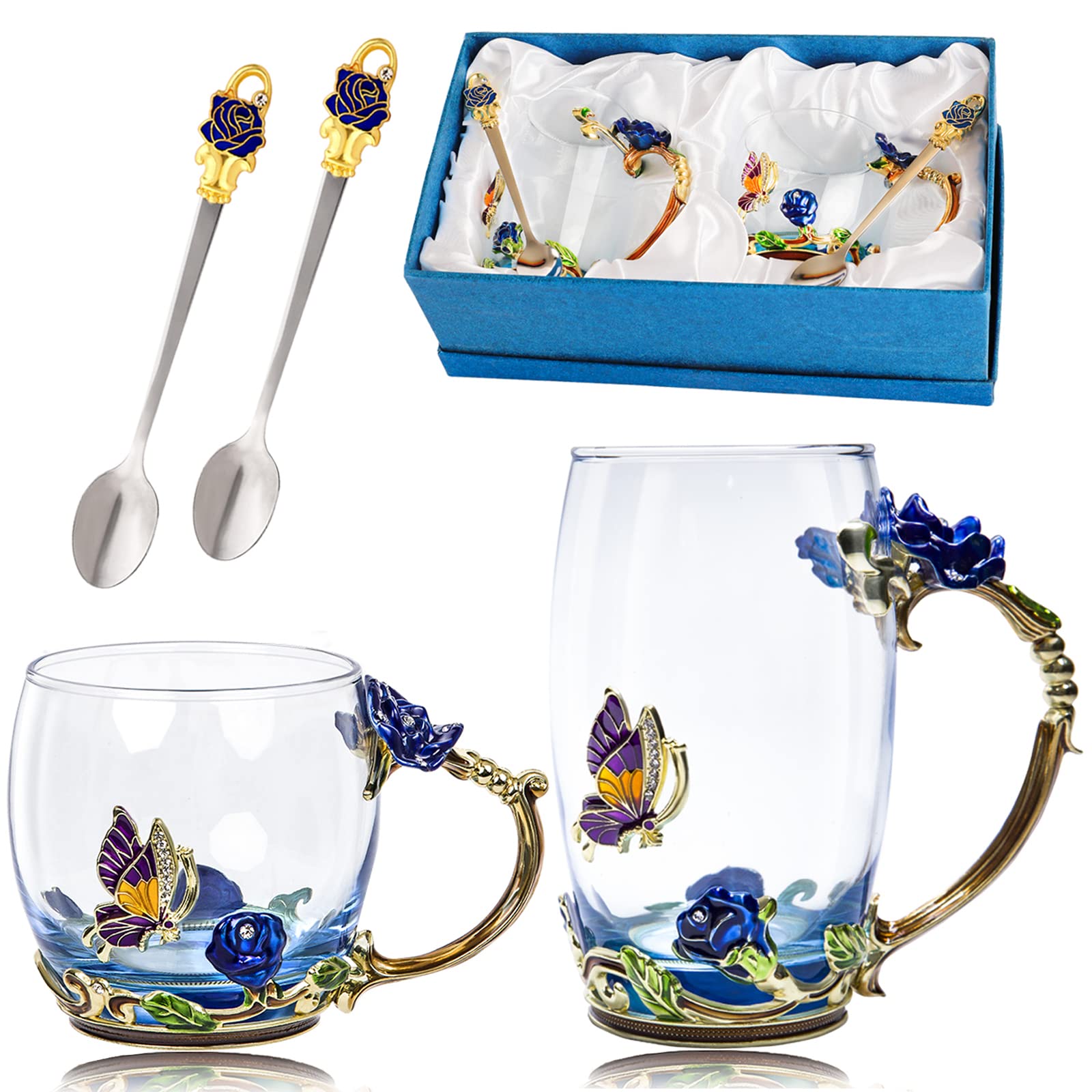 DUMVOIN tasse en verre vue avant montrant la rose et le design, élégance pour servir