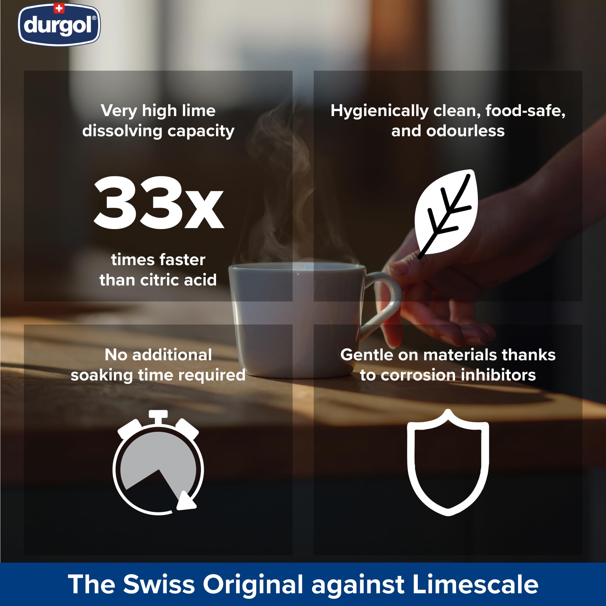 Durgol etiquette composition affichant instructions claires et sécurité suisse