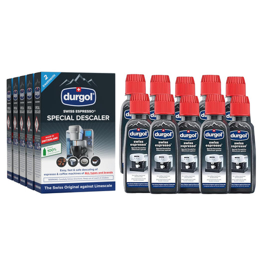 Durgol packaging avant montrant le pack de dix flacons pour un entretien fiable